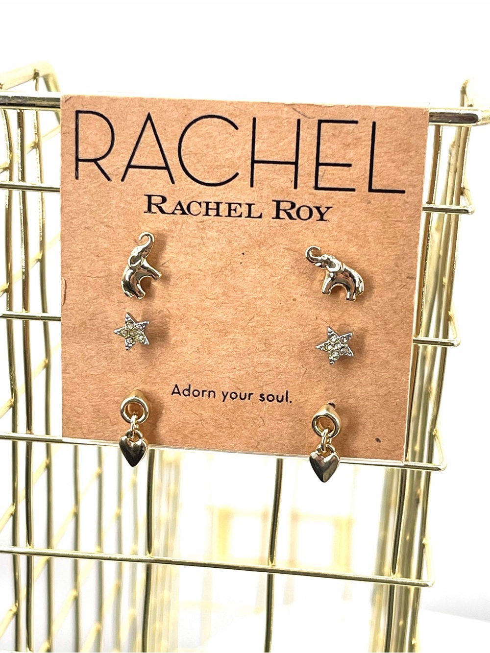 Rachel rachel roy nwt 3 pair gold tone elephant heart earrings set